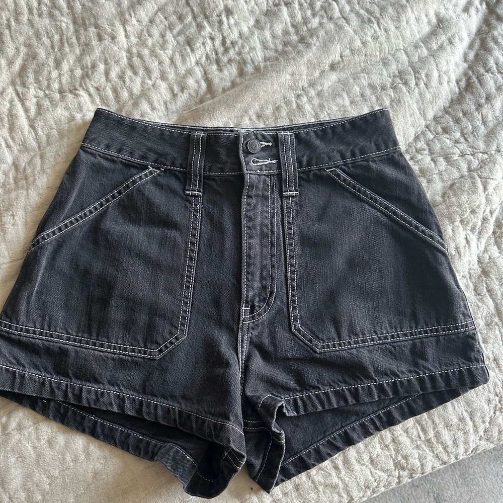 Hollister High Waist Black Denim Shorts